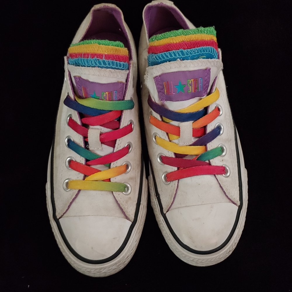 Converse Rainbow Stacked Low Top White M5 W7
